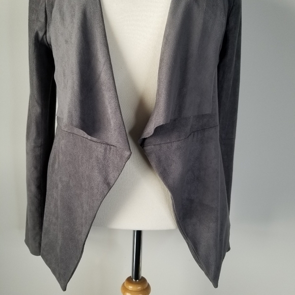 Cupcakes and Cashmere Ellis Draped Front Vegan Suede Jacket Thunderstorm Gray S - Picture 11 of 14